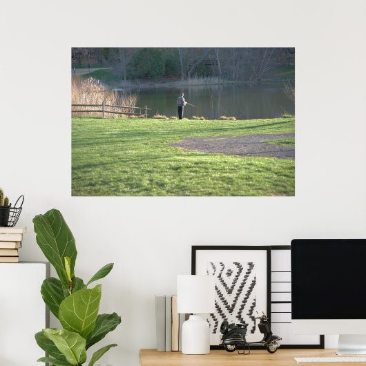 Poster Pêche à la mouche à l'étang (Bureau à domicile)