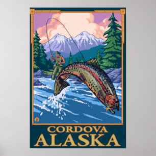 Poster Pêche à la mouche - Cordova, Alaska