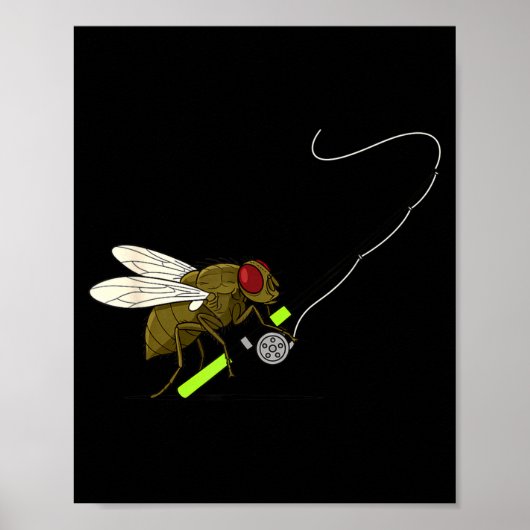 Poster Pêche à la mouche drôle avec une canne à pêche Hum (Devant)