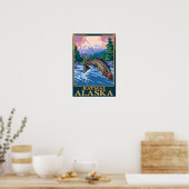 Poster Pêche à la mouche - Katmai, Alaska (Cuisine)