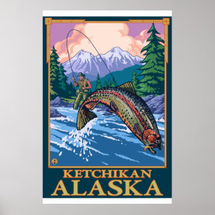 Poster Pêche à la mouche - Ketchikan, Alaska