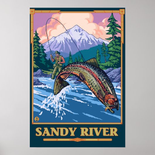 Poster Pêche à la mouche - Sandy River, Oregon (Devant)