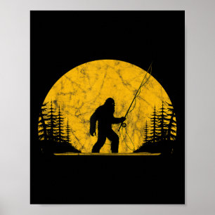 Poster Pêche à la mouche Sasquatch Poisson vintage Funn T