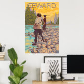 Poster Pêche à la mouche - Sewing, Alaska (Bureau à domicile)
