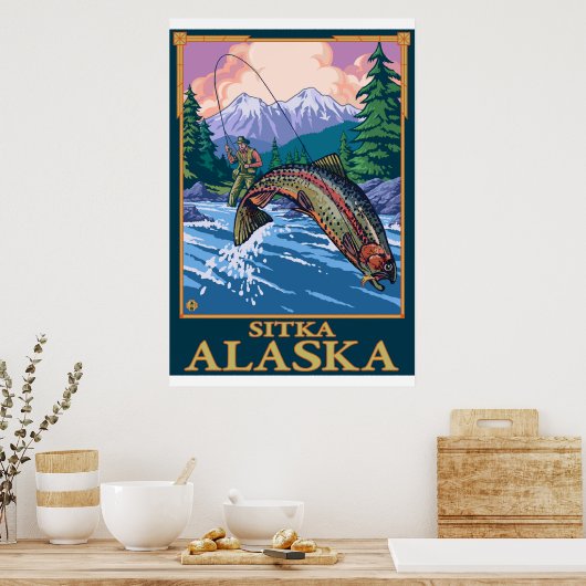 Poster Pêche à la mouche - Sitka, Alaska (Cuisine)