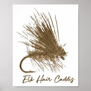 Poster Pêche à la mouche vintage Elk Hair Caddis dessin
