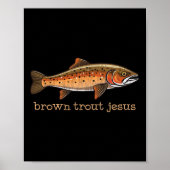 Poster Pêche à la truite Brown Pêcheur de poisson Humour (Devant)