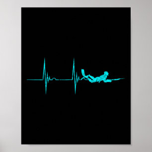 Poster Pêche à la vitesse de coeur Ekg Pulse Dive Spearfi