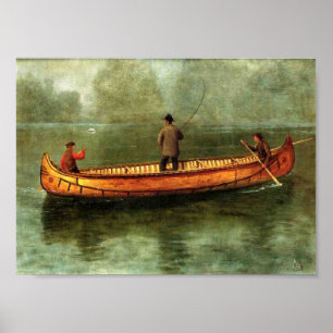 Poster Pêche à partir d'un canot