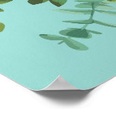 Poster Pêche Aqua Turquoise Mariage Roses Floral (Coin)