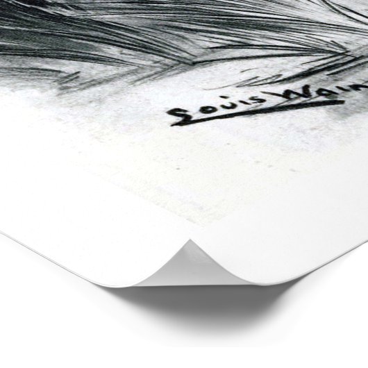 Poster Pêche au chat, Louis Wain (Coin)