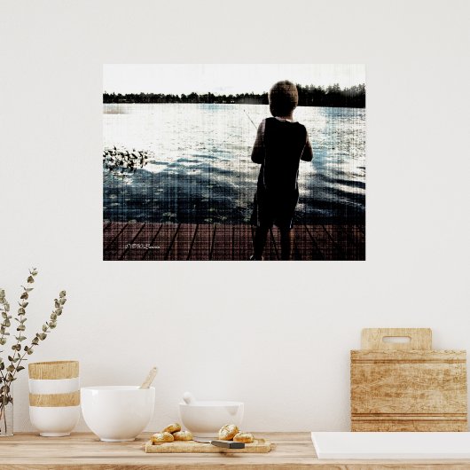 Poster Pêche Au Coucher Du Soleil (Cuisine)