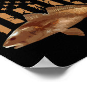 Poster Pêche au rouget rouge queue de tambour Usa drapeau (Coin)