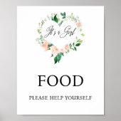 Poster Pêche Baby shower Floral (Devant)