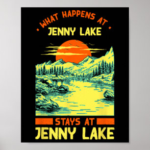 Poster Pêche Bateau Camping Lac Vacation Jenny Lake