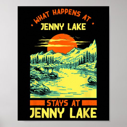 Poster Pêche Bateau Camping Lac Vacation Jenny Lake (Devant)