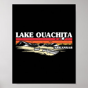 Poster Pêche Bateau Camping Lac Vacation Lac Ouachit