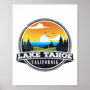 Poster Pêche Bateau Camping - Vue sur le lac Lake Tahoe