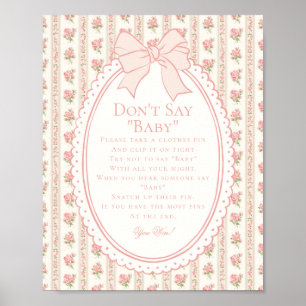 Poster Pêche & Beige Floral Fantaisie Ne Dis Pas Bébé Jeu