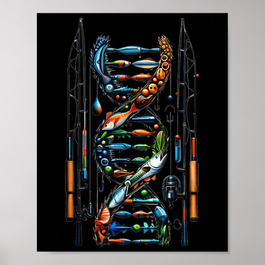 Poster Pêche C'est Dans Mon Adn B Poisson Pêcheur Hommes (Devant)