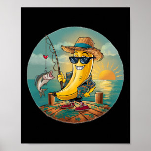 Poster Pêche Chanceuse Humour Banane Drôle
