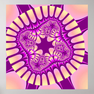 Poster Pêche colorée et fractale violette