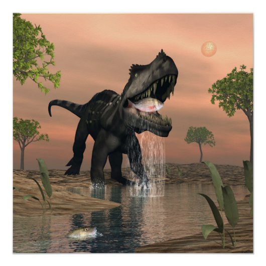 Poster Pêche de dinosaure Prestosuchus - rendu 3D (Devant)
