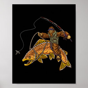 Poster Pêche de la truite Brown Pêche de la truite Bigfoo