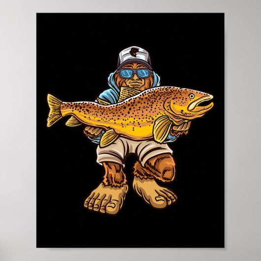 Poster Pêche de la truite Brown Pêche de la truite Bigfoo (Devant)