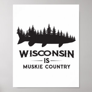 Poster Pêche de maskinongé - Le Wisconsin est le pays du