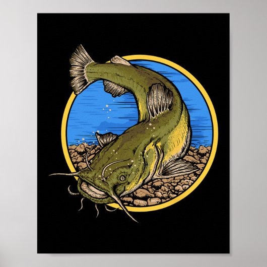 Poster Pêche de poisson-chat à tête plate  (Devant)