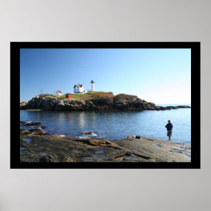 Poster Pêche de York Maine de phare de protubérance