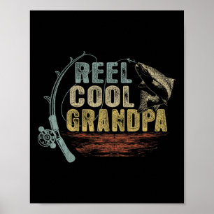 Poster Pêche drôle vintage bobine Cool Grand-père