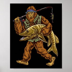 Poster Pêche du maskinongé Bigfoot chasse de gros maskino