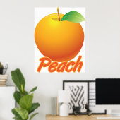 Poster Pêche Fruit Rétro Orange (Bureau à domicile)