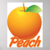 Poster Pêche Fruit Rétro Orange (Devant)
