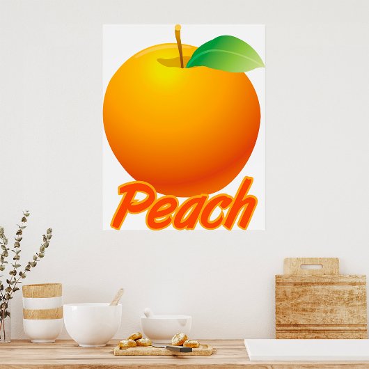 Poster Pêche Fruit Rétro Orange