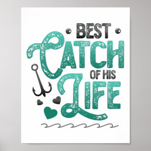 Poster Pêche Husnd Meilleure Prise De Sa Vie Femmes Corre