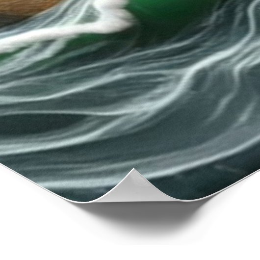 Poster Pêche Lune Sous La Falaise (Coin)