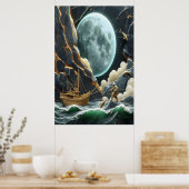 Poster Pêche Lune Sous La Falaise (Cuisine)