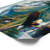 Poster Pêche majestueuse d'aigle capturé au lever du sole (Coin)