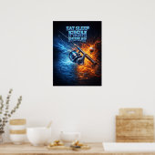 Poster Pêche Rétro Contrefaçon Vintage (Cuisine)