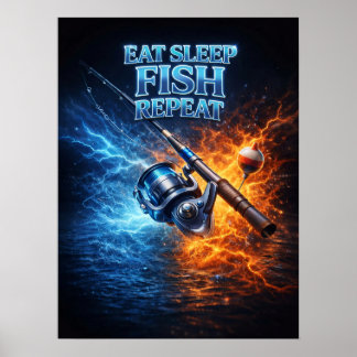 Poster Pêche Rétro Contrefaçon Vintage