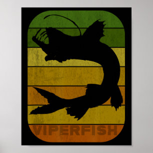 Poster Pêche Rétro Poisson de Mer Profonde Baudroie Ichty