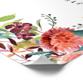 Poster Pêche Rustique Bourgogne Automne Mariage Floral Si (Coin)