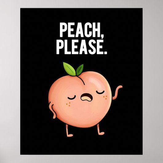 Poster Pêche S'Il Vous Plaît Funky Fruit Pun Dark BG (Devant)
