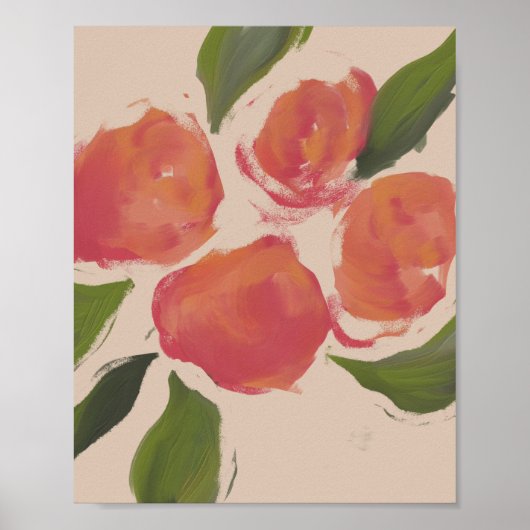 Poster Pêche Sur Beige (Devant)