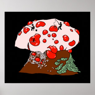 Poster Pêche sur champignon à dent sanguine