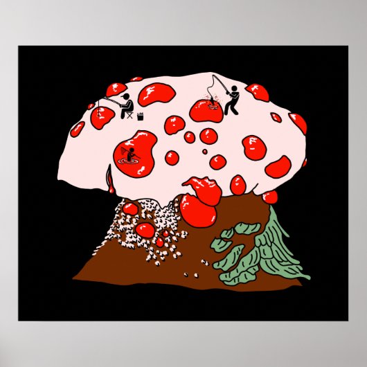 Poster Pêche sur champignon à dent sanguine (Devant)
