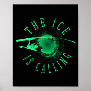 Poster Pêche sur glace - La glace appelle - Pêcheur à la
